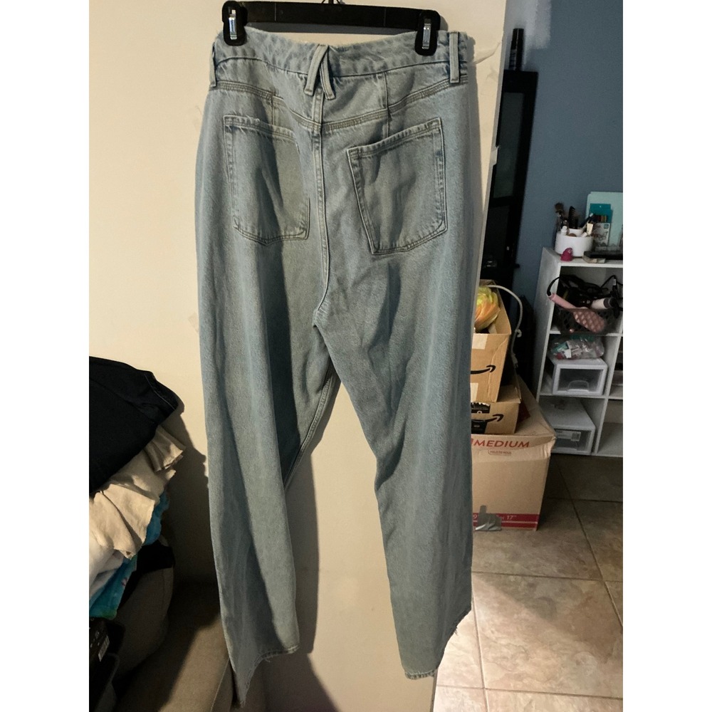 Good American Good 90s Distressed Mid Rise Straight Leg Jeans Light Blue 14/32 - Picture 3 of 3